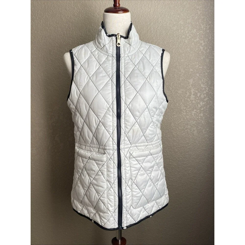 Kate Spade Women’s Reversible Quilted Polka Dot Vest Black Size Small S